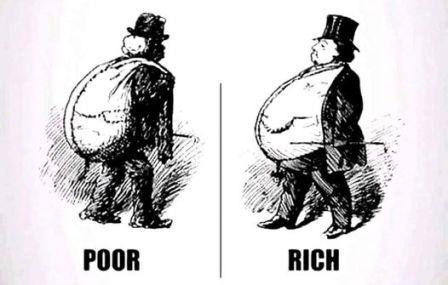 Illustration comparing the living conditions of the rich and the poor.