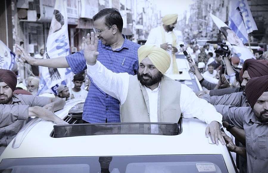 Punjab Chief Minister Bhagwant Mann and AAP national convenor Arvind Kejriwal.