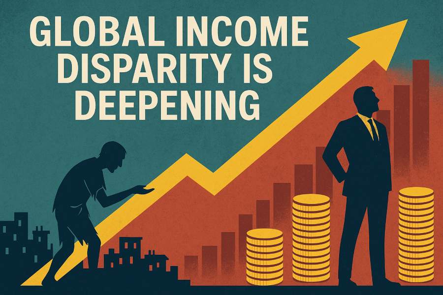 “Graphic showing global income disparity between the top 1% and the bottom 50%.”